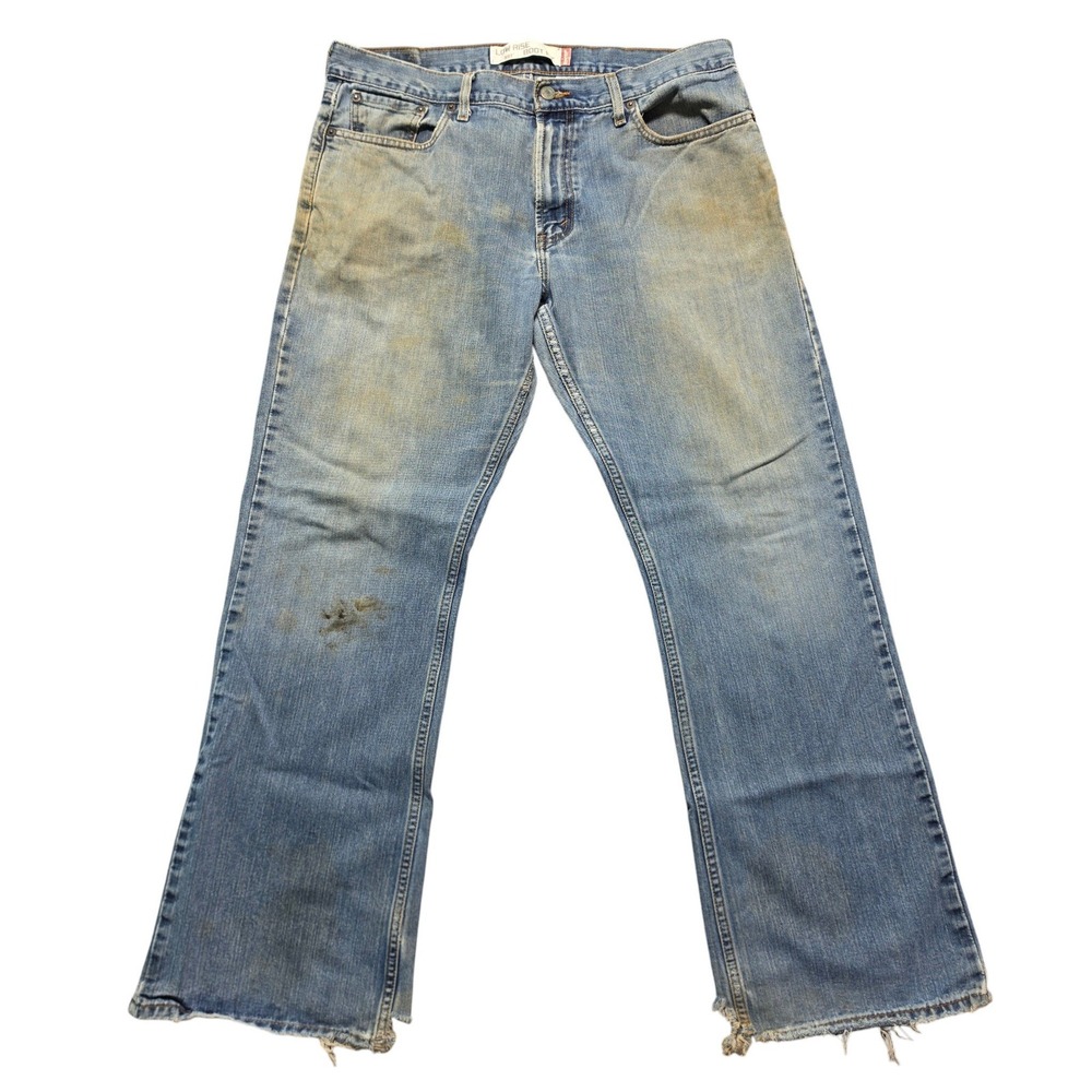 Y2K Thrashed Distressed Low Rise Bootcut Jeans Mens 36x32 Blue Levi's 527